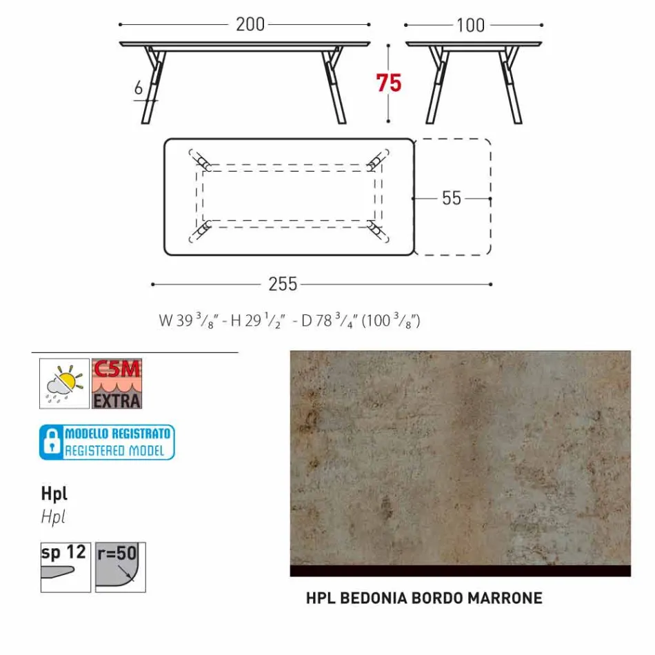 Varaschin link przedłużenie ogrodowy stół z nogami teak, H75 cm Viadurini