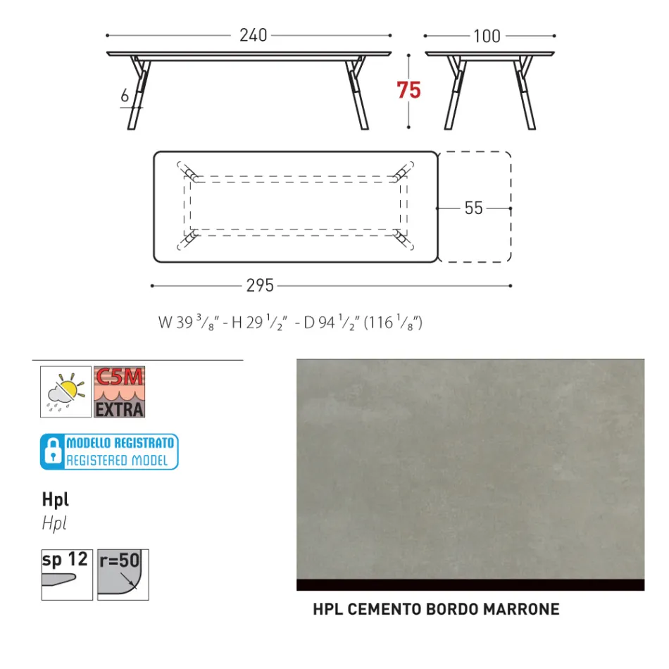 Rozkładany stół ogrodowy Varaschin Link o nowoczesnym designie, wys. 73,2 cm Viadurini