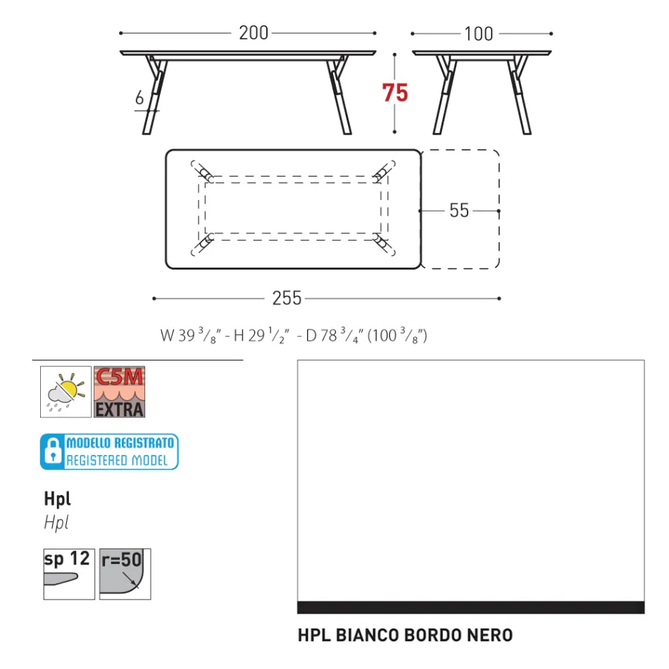 Rozkładany stół ogrodowy Varaschin Link o nowoczesnym designie, wys. 73,2 cm Viadurini