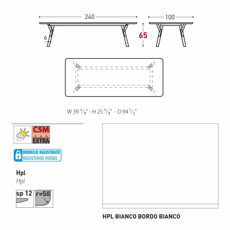 Varaschin link ogrodowy stół z nogami z drewna tekowego, H 65 cm Viadurini