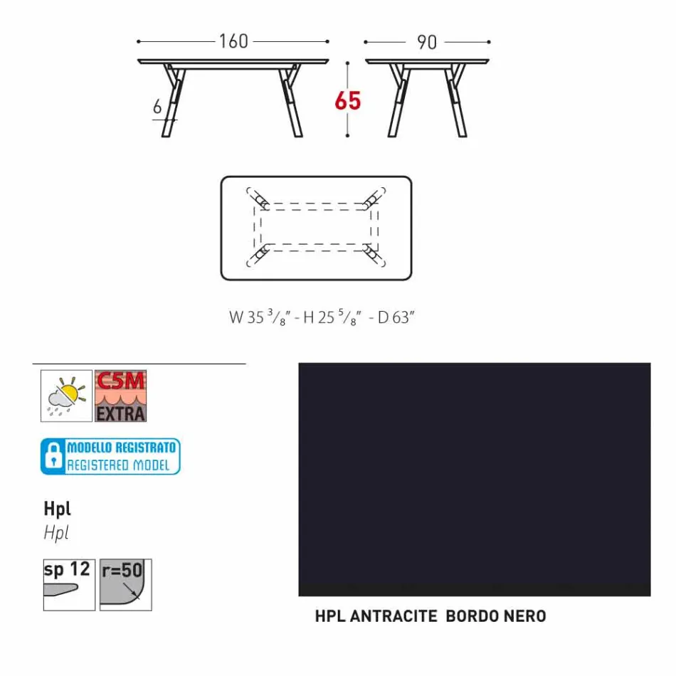 Varaschin link ogrodowy stół z nogami z drewna tekowego, H 65 cm Viadurini