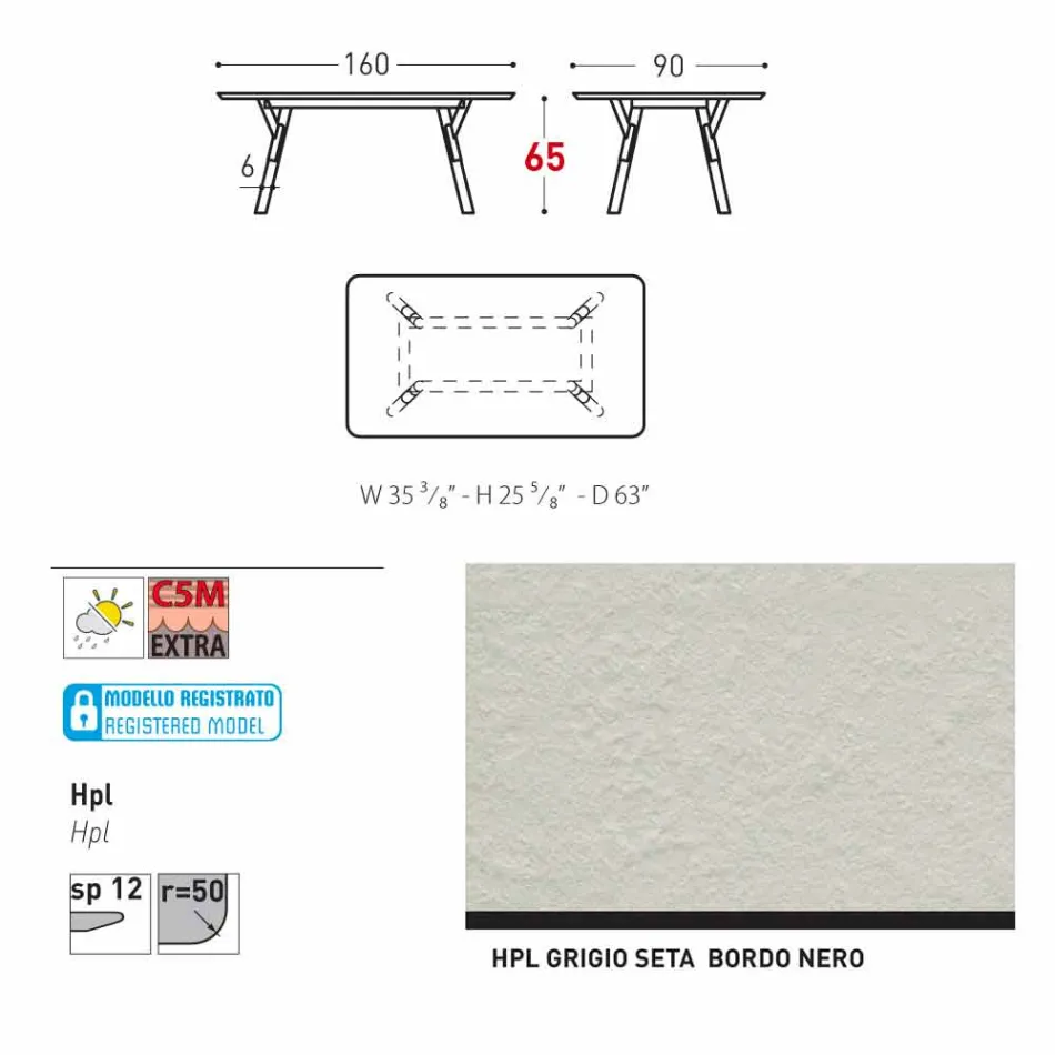 Varaschin link ogrodowy stół z nogami z drewna tekowego, H 65 cm Viadurini