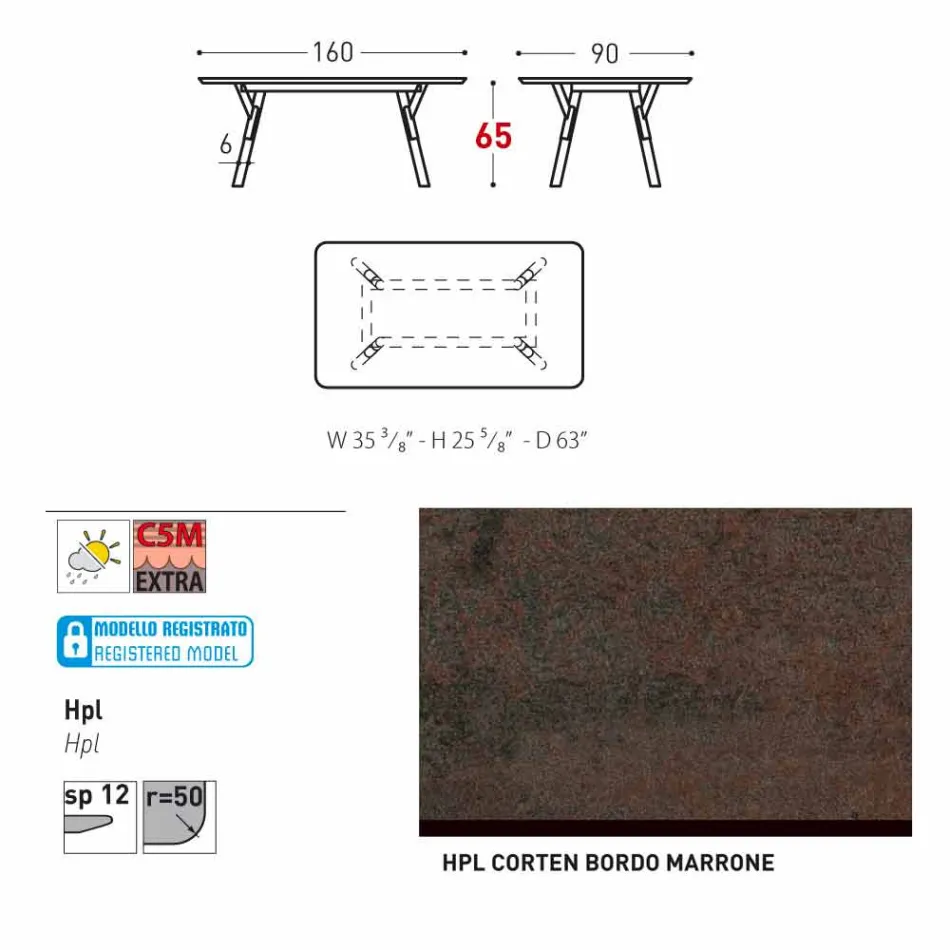 Varaschin link ogrodowy stół z nogami z drewna tekowego, H 65 cm Viadurini