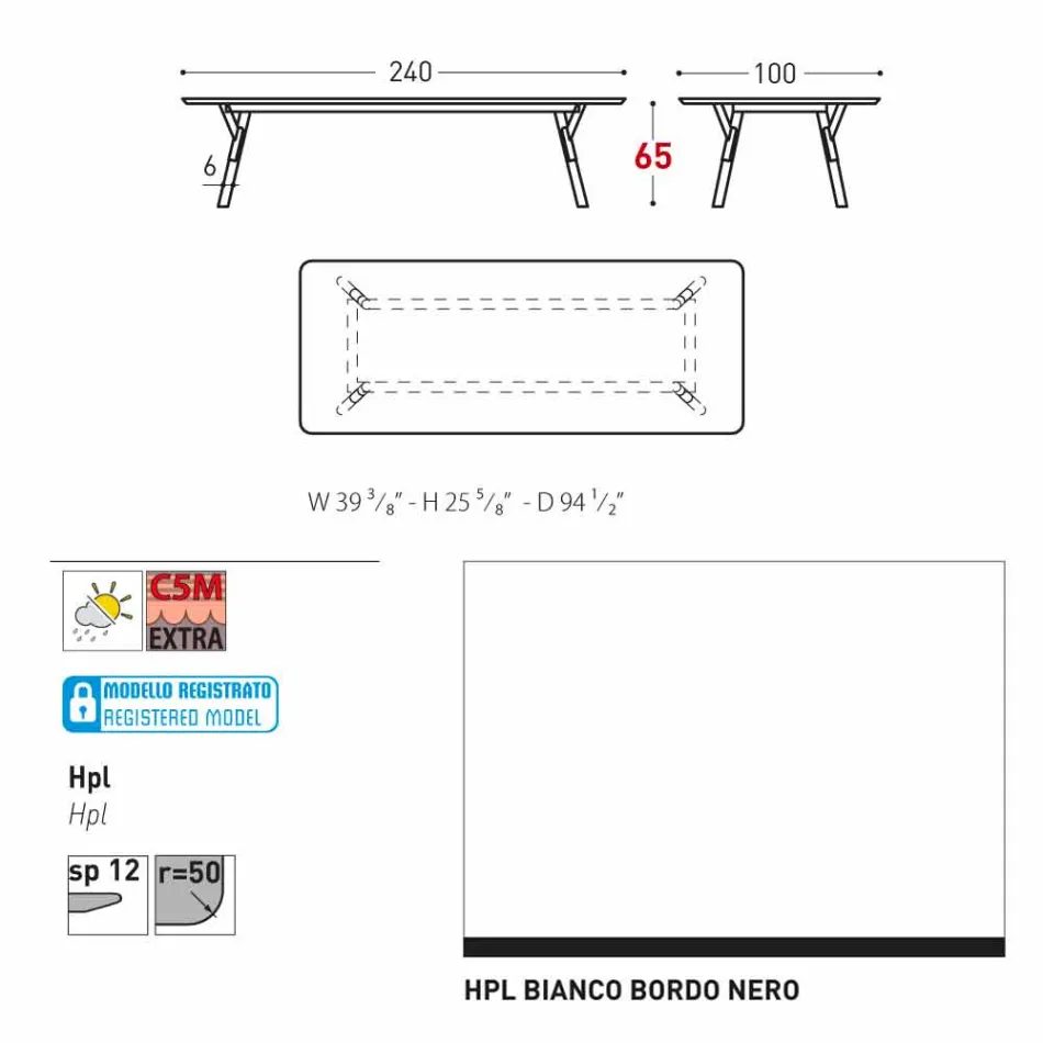 Varaschin link ogrodowy stół z nogami z drewna tekowego, H 65 cm Viadurini