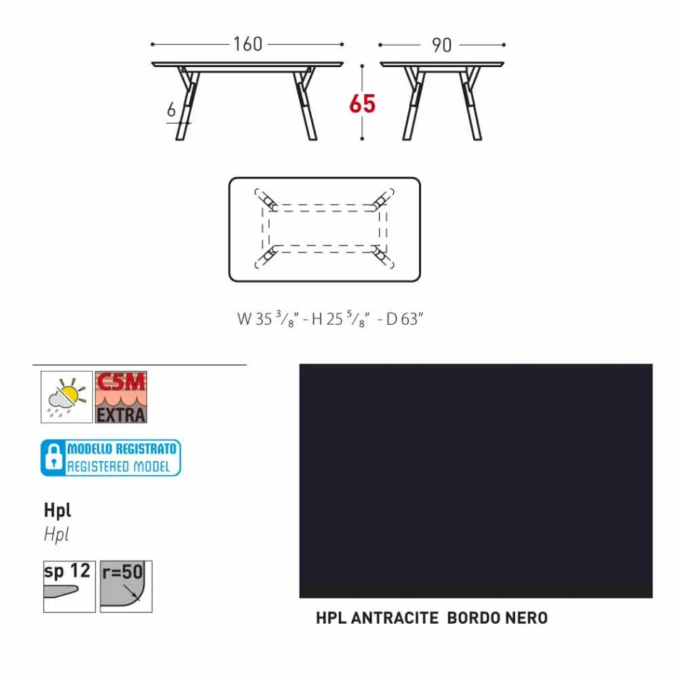 Varaschin link ogrodowy tabeli nogi drewno tekowe, H 75 cm Viadurini