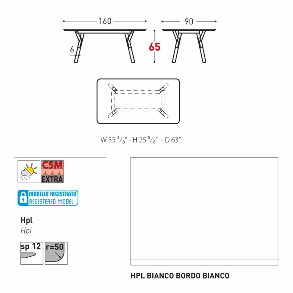 Varaschin link ogrodowy tabeli nogi drewno tekowe, H 75 cm Viadurini