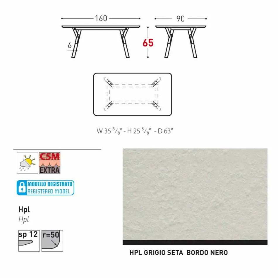Varaschin link ogrodowy tabeli nogi drewno tekowe, H 75 cm Viadurini