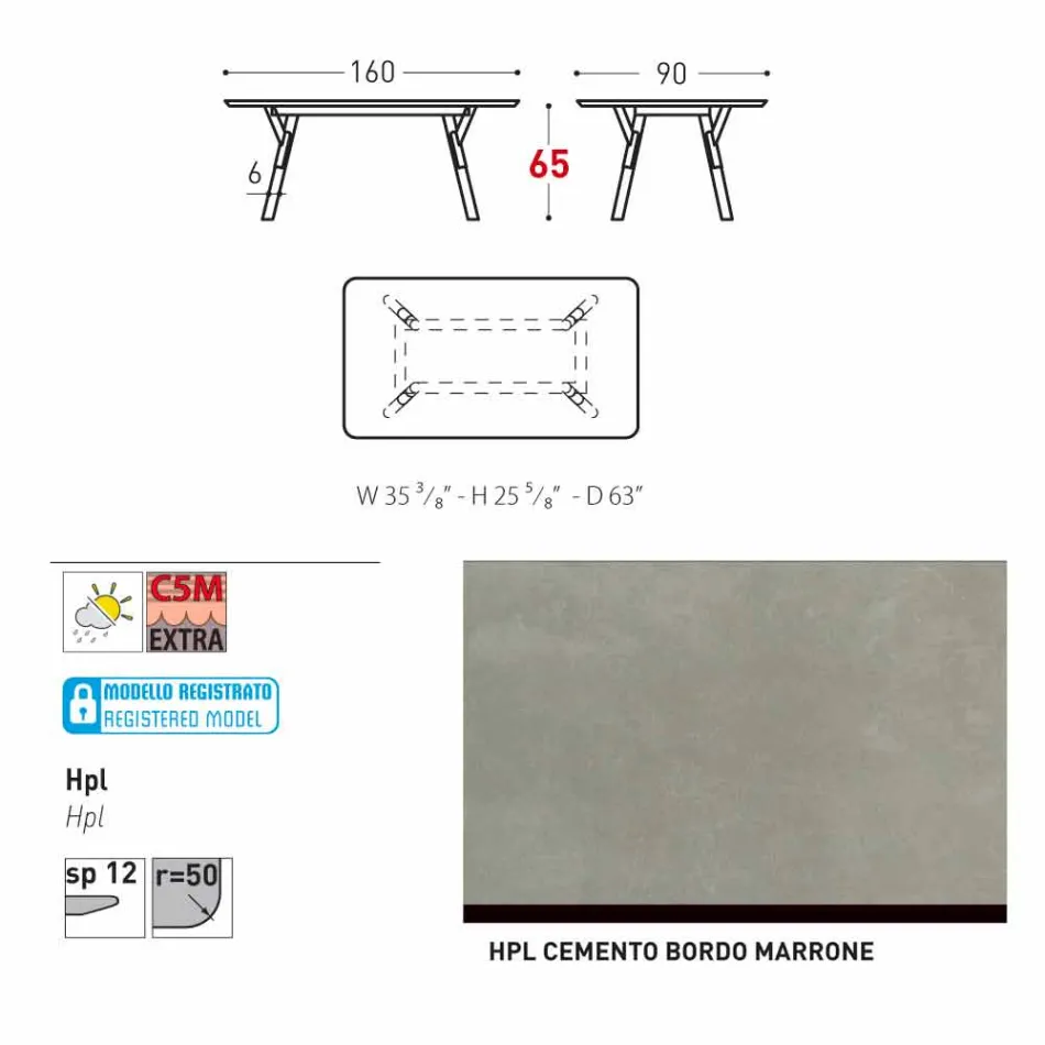 Varaschin link ogrodowy tabeli nogi drewno tekowe, H 75 cm Viadurini