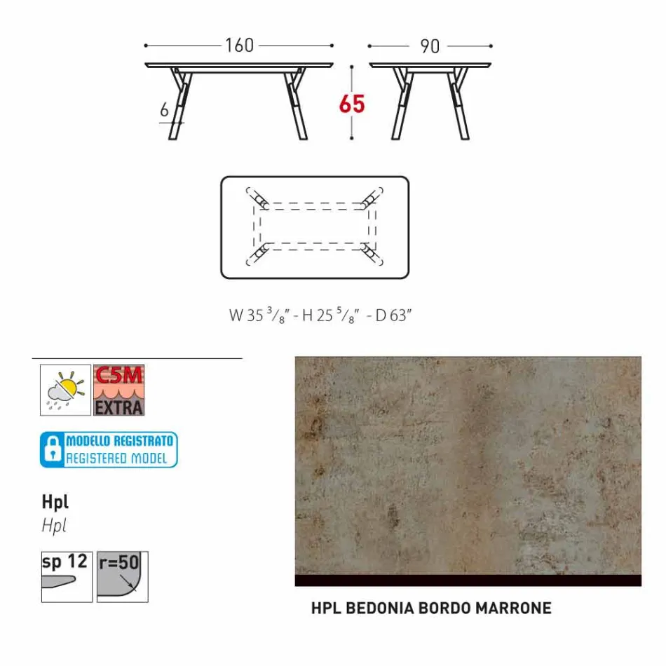 Varaschin link ogrodowy tabeli nogi drewno tekowe, H 75 cm Viadurini