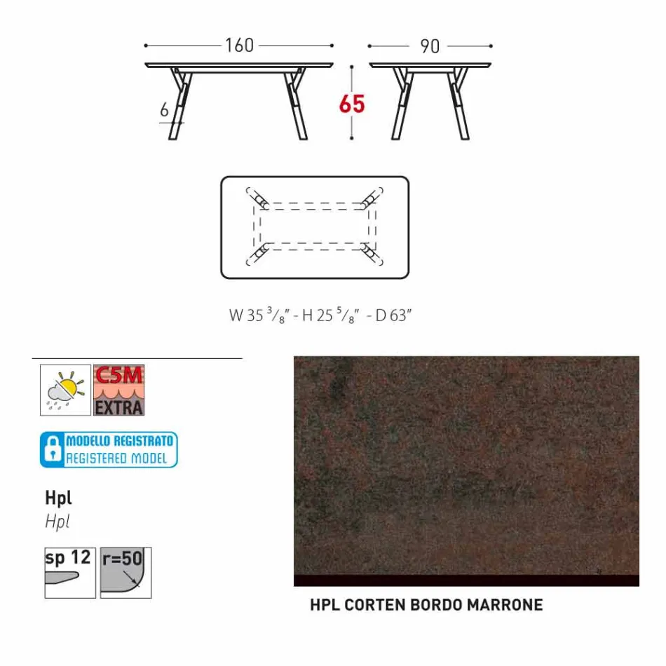 Varaschin link ogrodowy tabeli nogi drewno tekowe, H 75 cm Viadurini