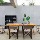 Varaschin link drewno tekowe ogrodowy stół H 75 cm Viadurini