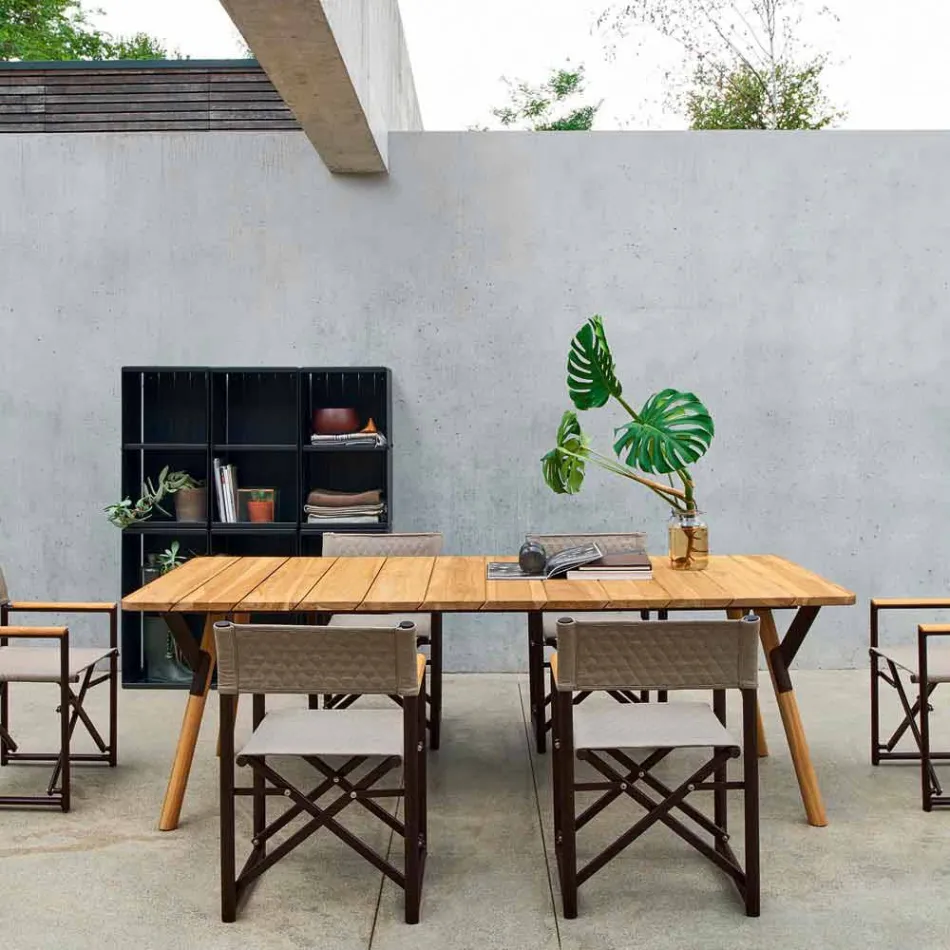 Varaschin link drewno tekowe ogrodowy stół H 75 cm Viadurini