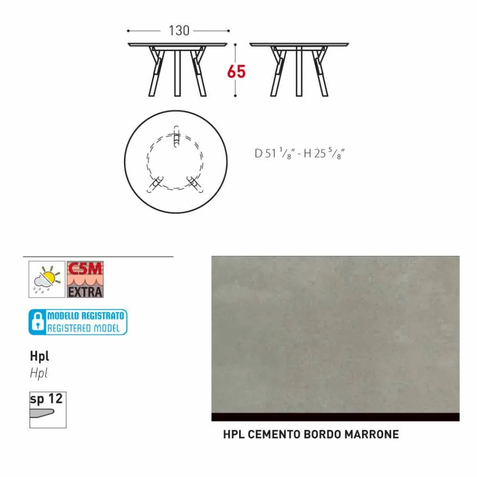 Varaschin Link Okrągły stolik na zewnątrz z nogami teak, H 65cm Viadurini