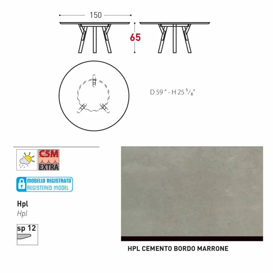 Varaschin Linki Okrągły stół do wewnątrz / na zewnątrz nowoczesny design, H 65 cm Viadurini