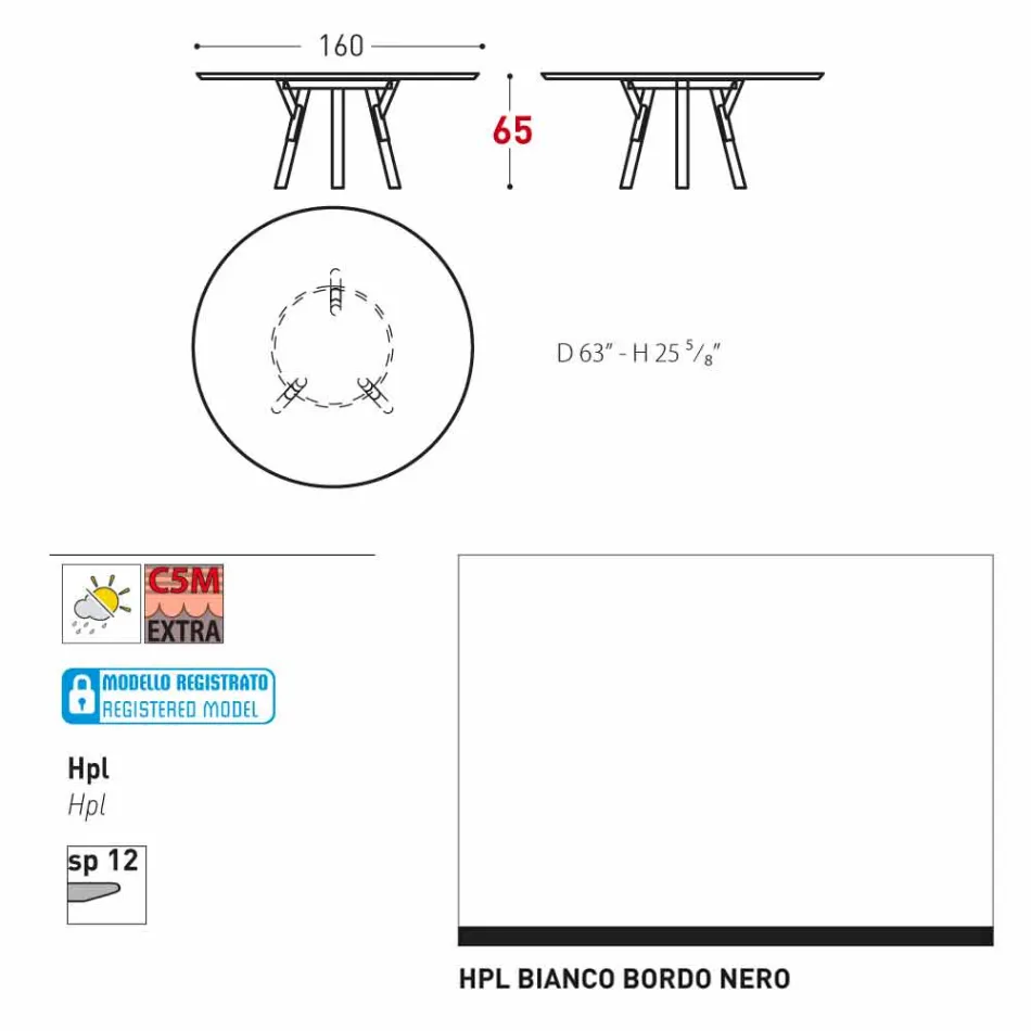 Varaschin Linki Okrągły stół do wewnątrz / na zewnątrz nowoczesny design, H 65 cm Viadurini
