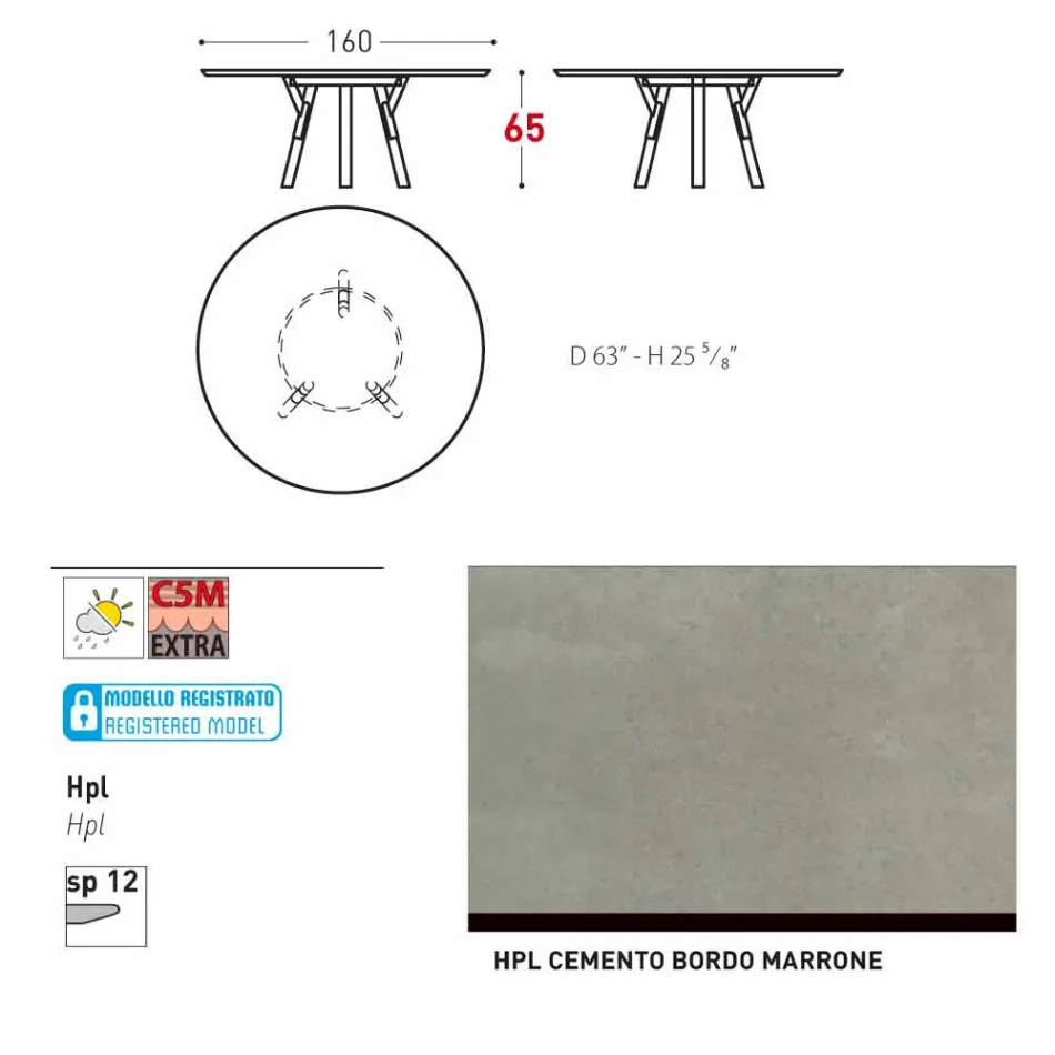 Varaschin Linki Okrągły stół do wewnątrz / na zewnątrz nowoczesny design, H 65 cm Viadurini