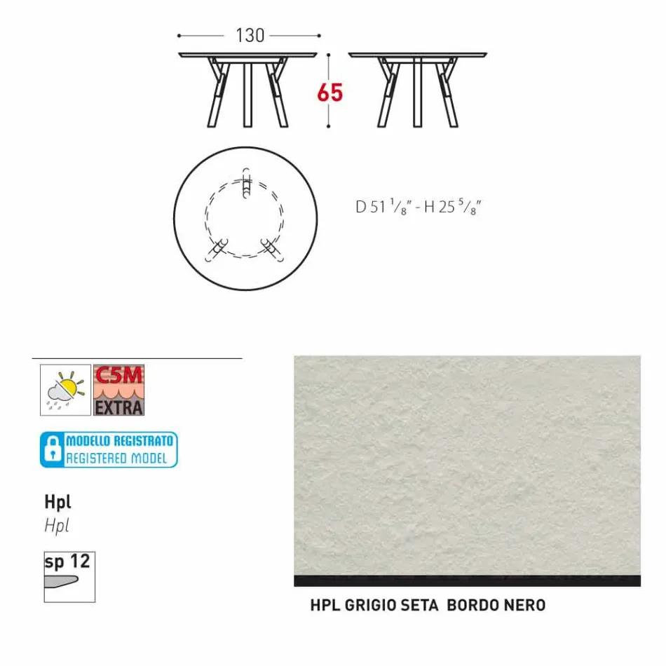 Varaschin Linki Okrągły stół do wewnątrz / na zewnątrz nowoczesny design, H 65 cm Viadurini