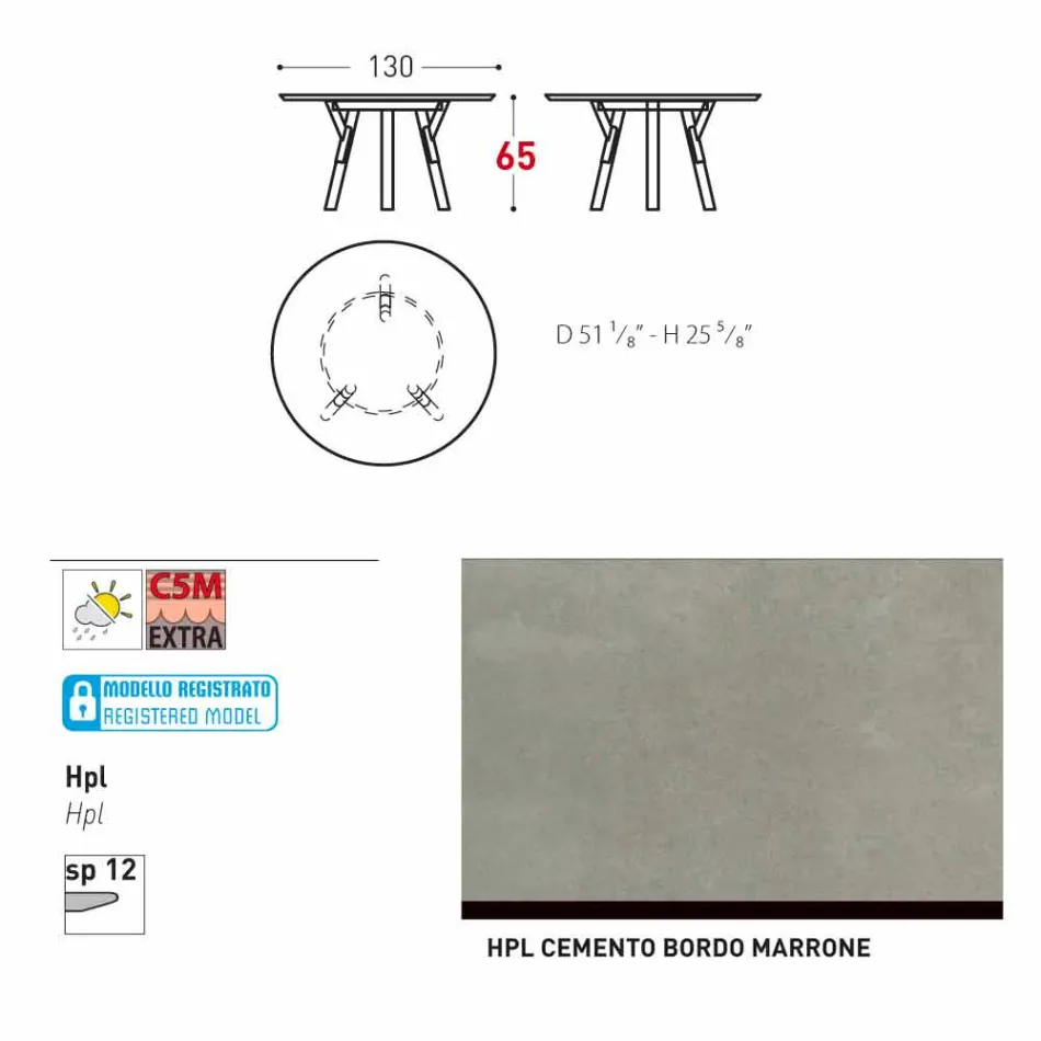 Varaschin Linki Okrągły stół do wewnątrz / na zewnątrz nowoczesny design, H 65 cm Viadurini