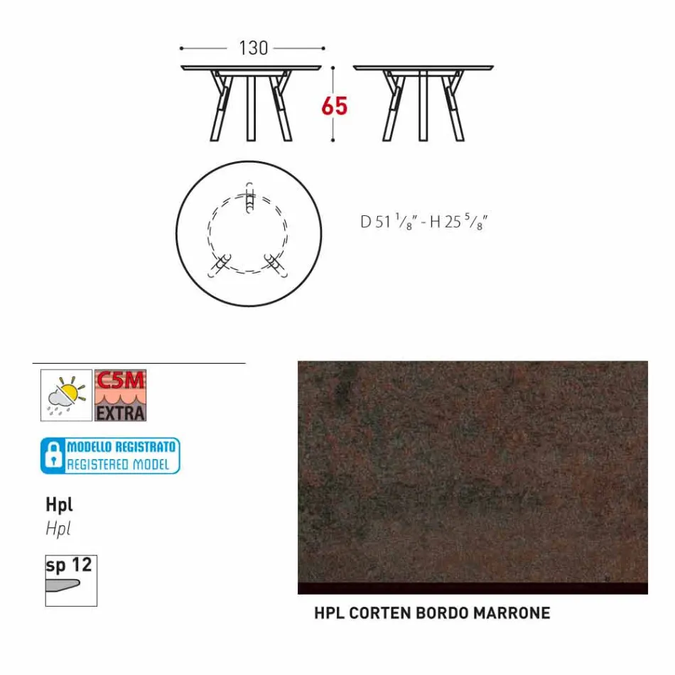 Varaschin Linki Okrągły stół do wewnątrz / na zewnątrz nowoczesny design, H 65 cm Viadurini