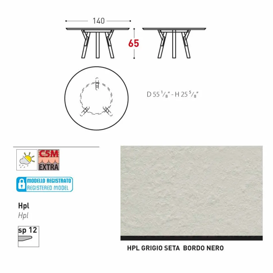 Varaschin Linki Okrągły stół do wewnątrz / na zewnątrz nowoczesny design, H 65 cm Viadurini