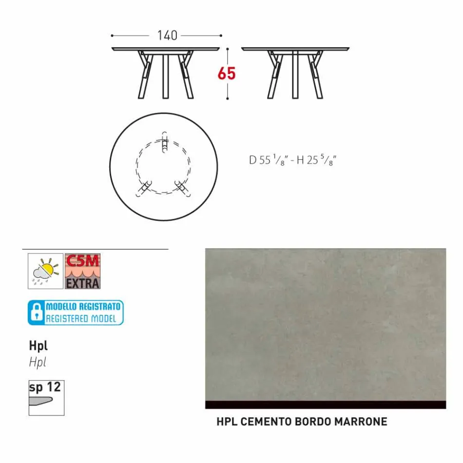 Varaschin Linki Okrągły stół do wewnątrz / na zewnątrz nowoczesny design, H 65 cm Viadurini