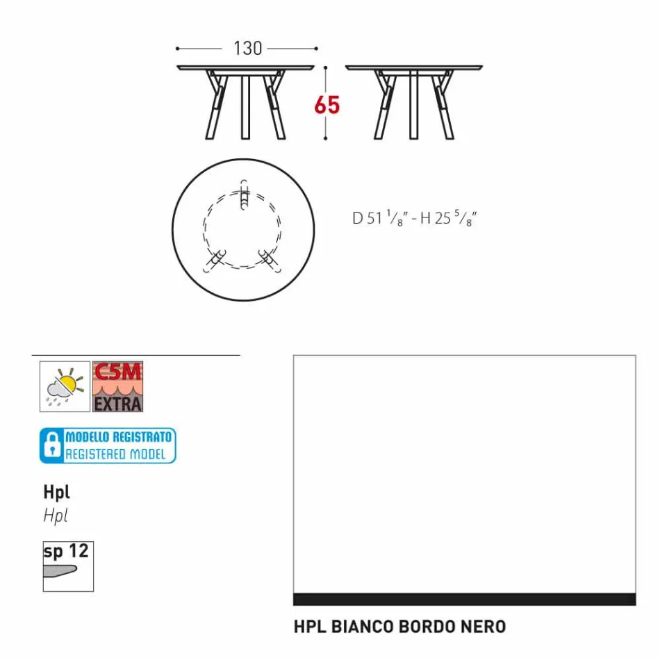 Varaschin Linki Okrągły stół do wewnątrz / na zewnątrz nowoczesny design, H 65 cm Viadurini