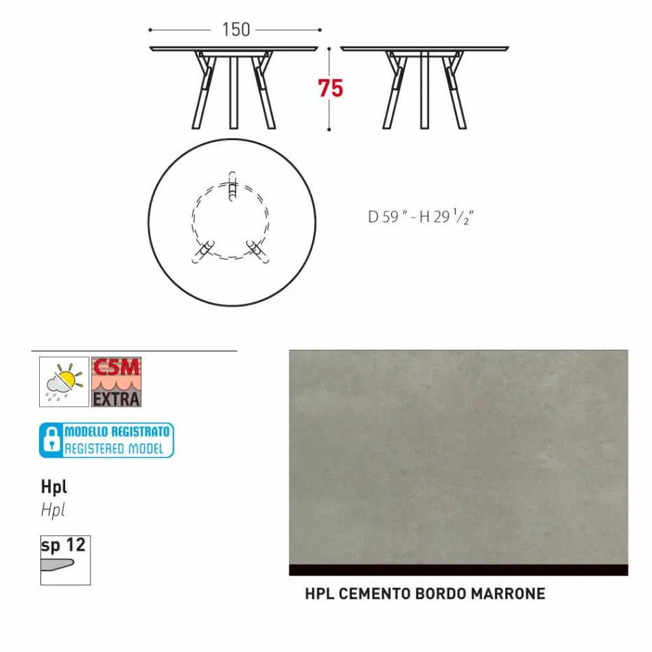 Varaschin Linki Okrągły stół nowoczesny design ogród, H 75 cm Viadurini
