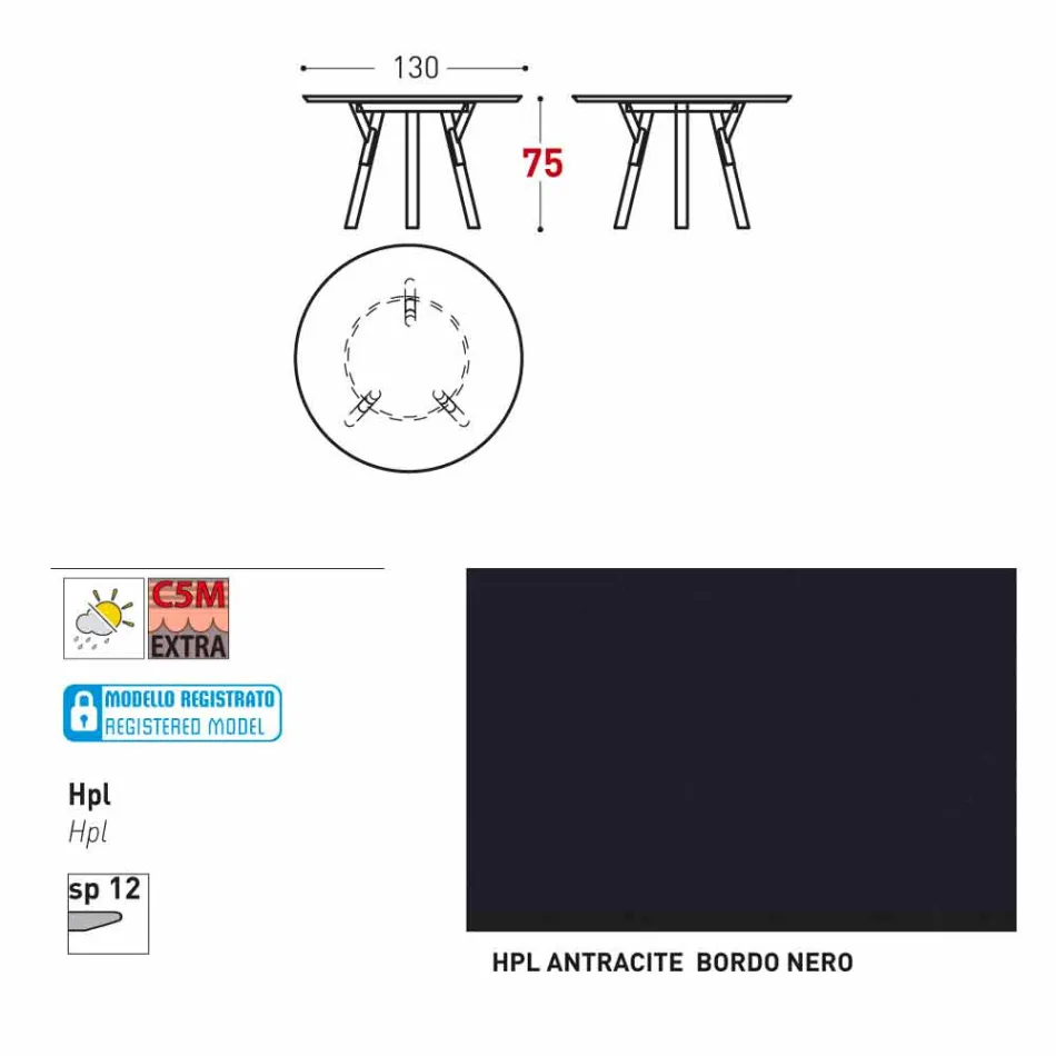 Varaschin Linki Okrągły stół nowoczesny design ogród, H 75 cm Viadurini