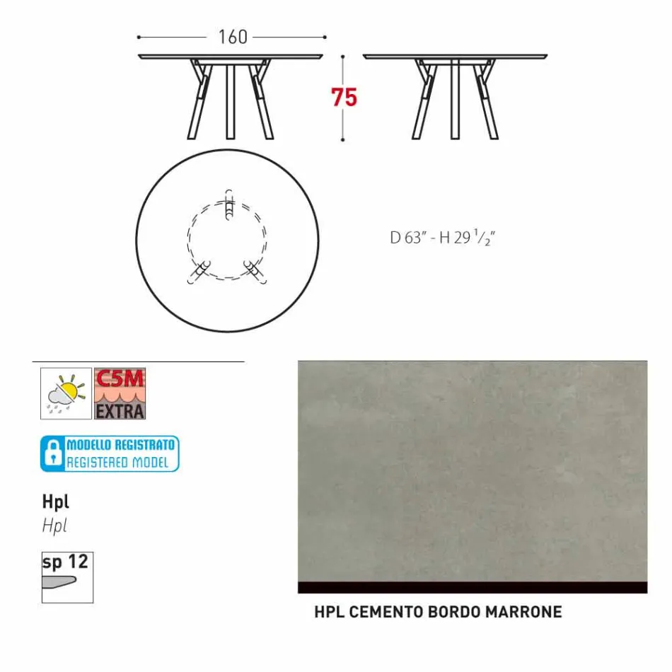 Varaschin Linki Okrągły stół nowoczesny design ogród, H 75 cm Viadurini