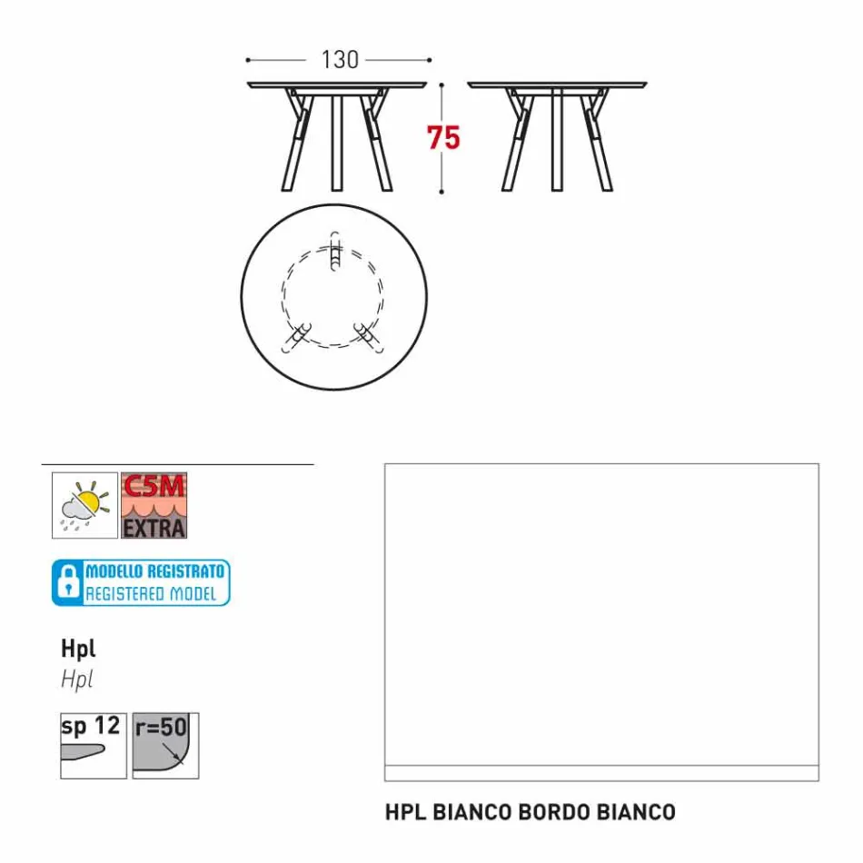 Varaschin Linki Okrągły stół nowoczesny design ogród, H 75 cm Viadurini