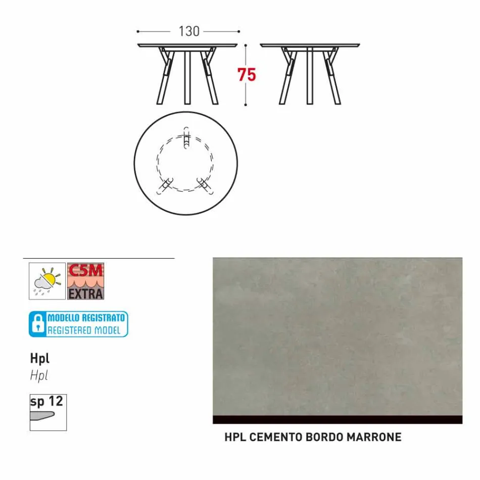 Varaschin Linki Okrągły stół nowoczesny design ogród, H 75 cm Viadurini