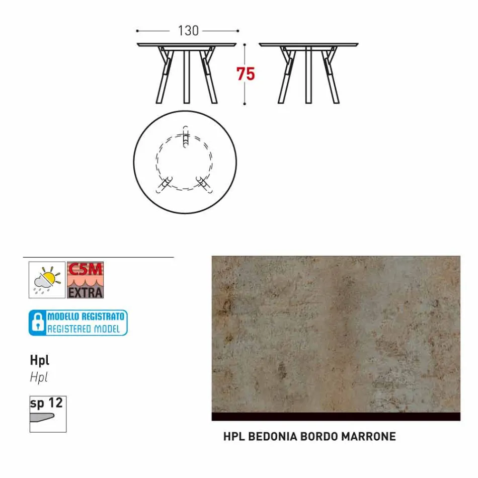 Varaschin Linki Okrągły stół nowoczesny design ogród, H 75 cm Viadurini
