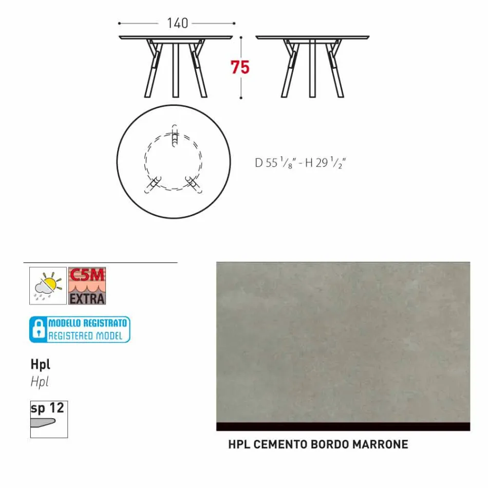 Varaschin Linki Okrągły stół nowoczesny design ogród, H 75 cm Viadurini