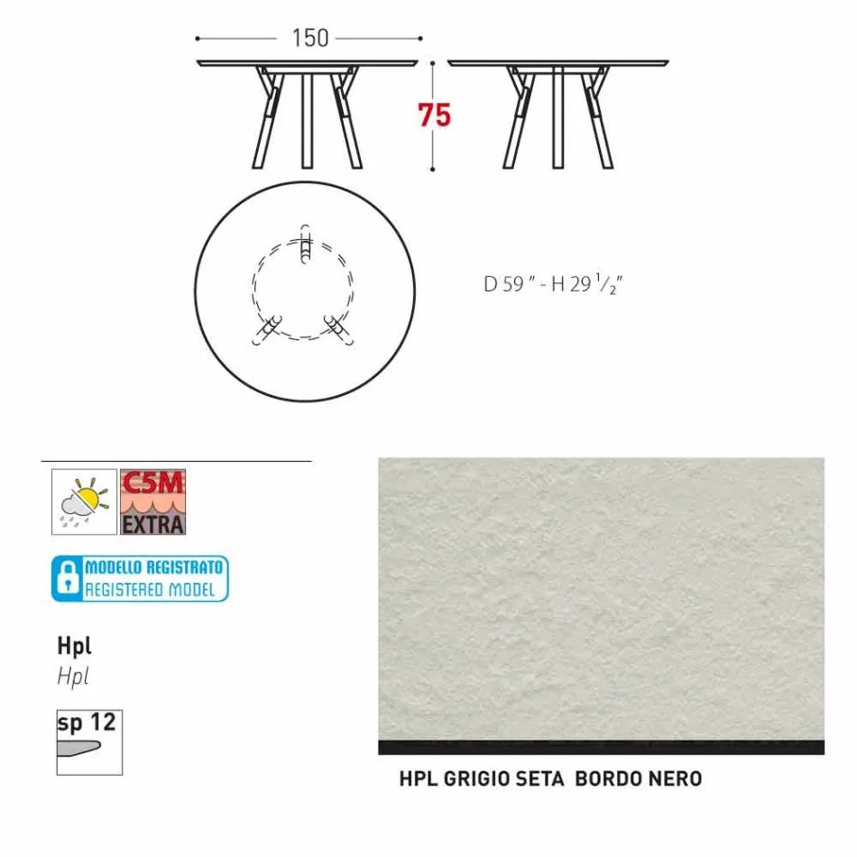 Varaschin Linki Okrągły stół nowoczesny design ogród, H 75 cm Viadurini