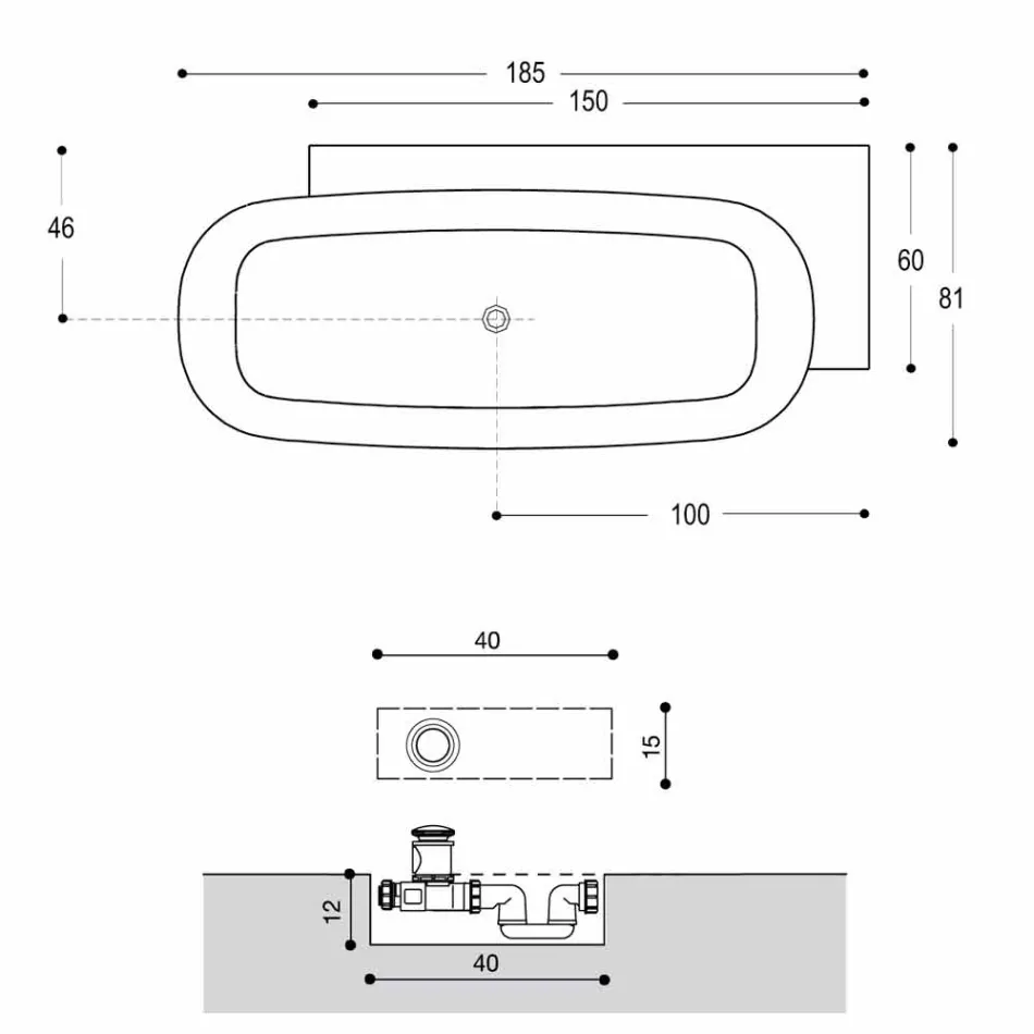 Nowoczesna wolnostojąca wanna w kolorze białym - Lipperiavas1 Viadurini