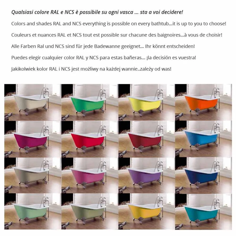 Wolnostojąca wanna z nogami żeliwne Hall Viadurini