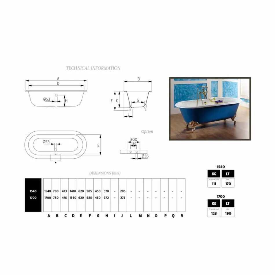 Wanna wolnostojąca odlew żelaza malowane Diane stóp Viadurini