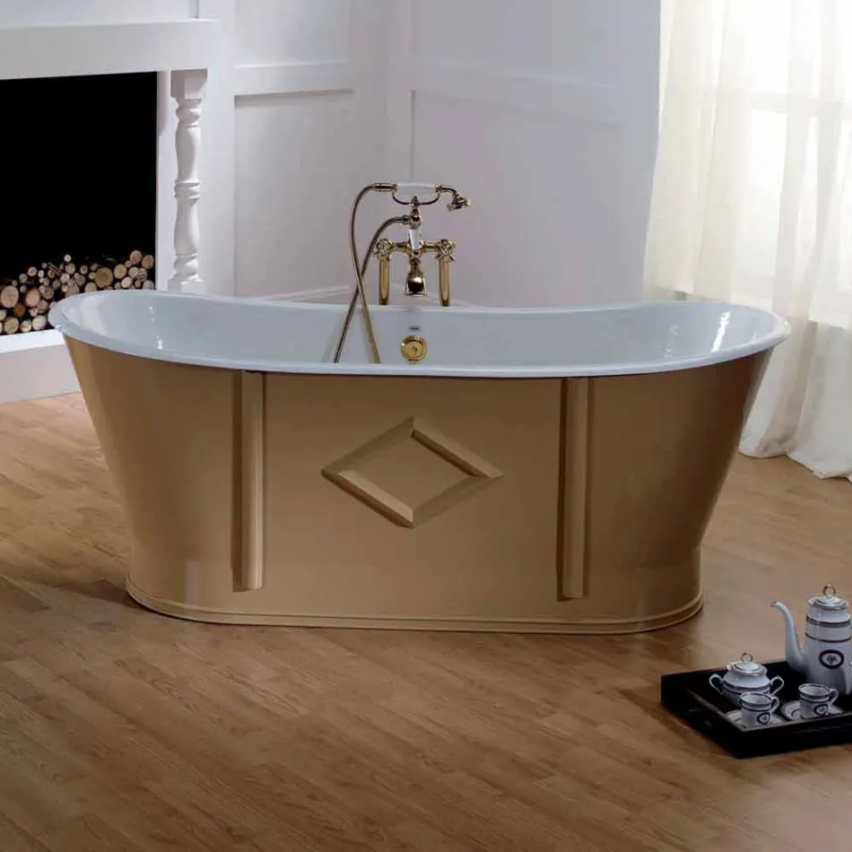 Wanna wolnostojące żeliwo malowane i zdobione Allen Viadurini