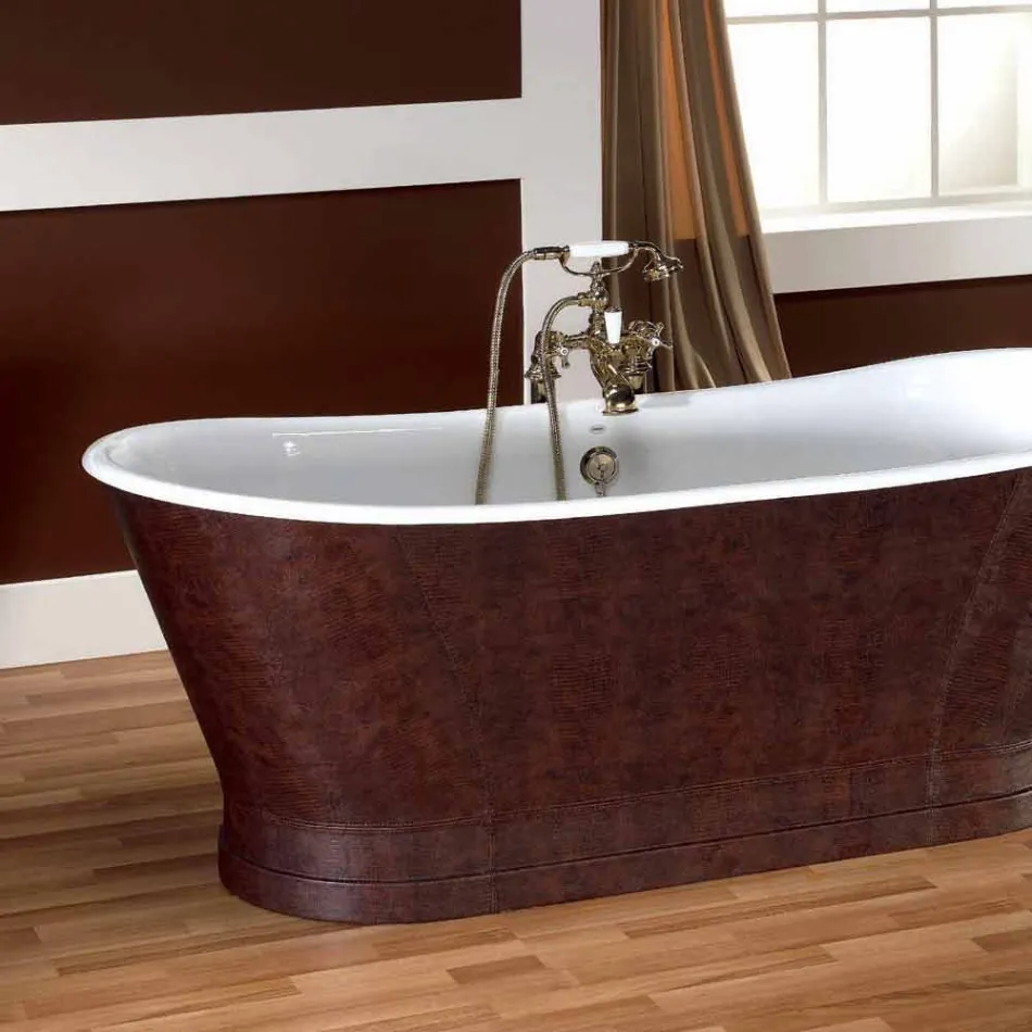 Wanna żeliwo osłona zewnętrzna skórzaną Elsie Viadurini