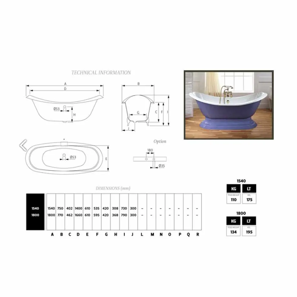 Wanna ramą i malowane cast iron Lane nogi Viadurini