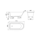 Matowa biała wanna z litą powierzchnią na nóżkach - stopnie Viadurini