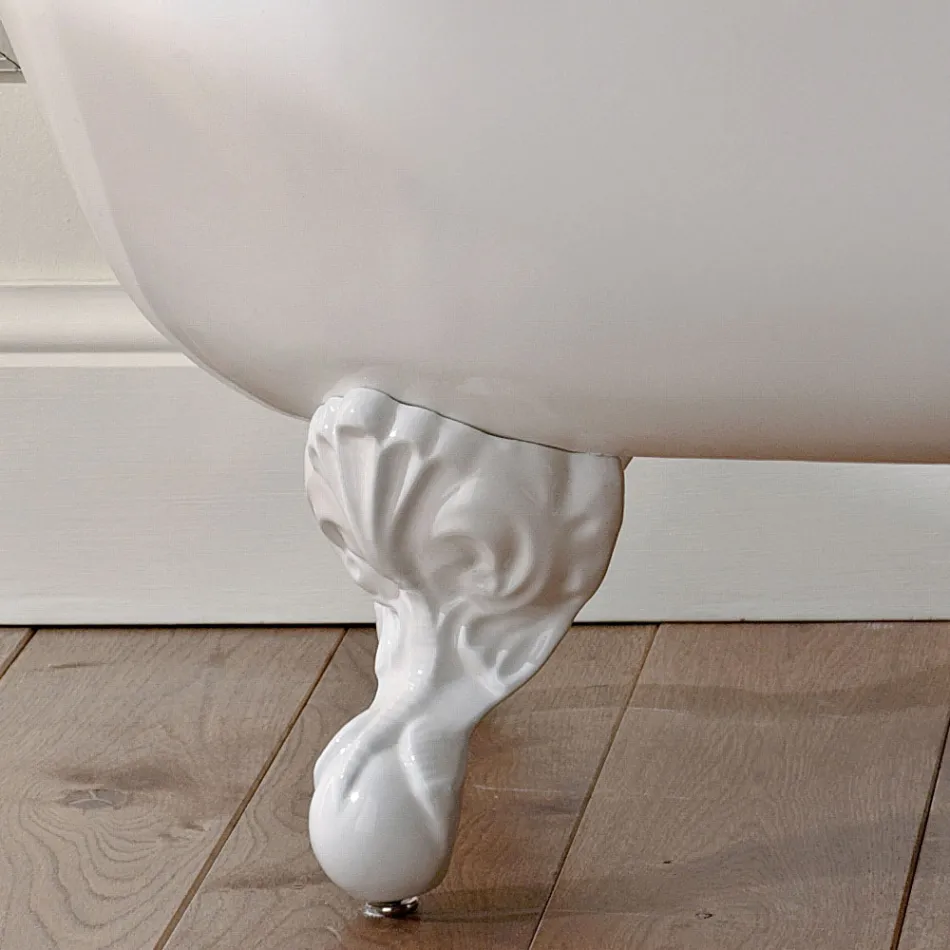 Vintage wolnostojąca wanna z białego żeliwa Made in Italy - Paulina Viadurini