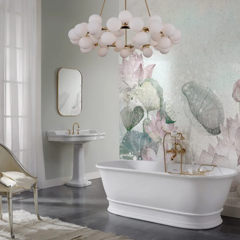 Wanna z litą powierzchnią ze zintegrowanym przelewem Made in Italy - Aurelio Viadurini