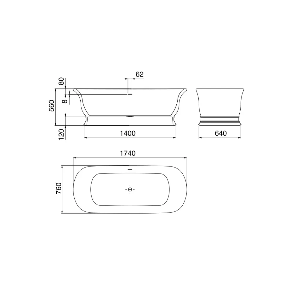 Wanna z litą powierzchnią ze zintegrowanym przelewem Made in Italy - Aurelio Viadurini