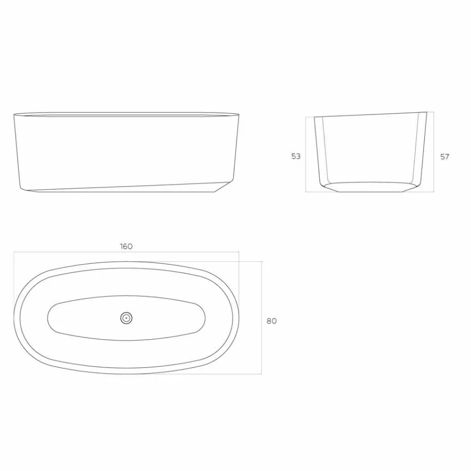 Wykonana we Włoszech wanna wolnostojąca Dongo Viadurini