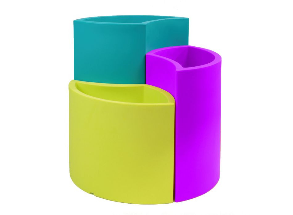 Modułowe wazony z kolorowego polietylenu Made in Italy 3 sztuki - Flowes Viadurini