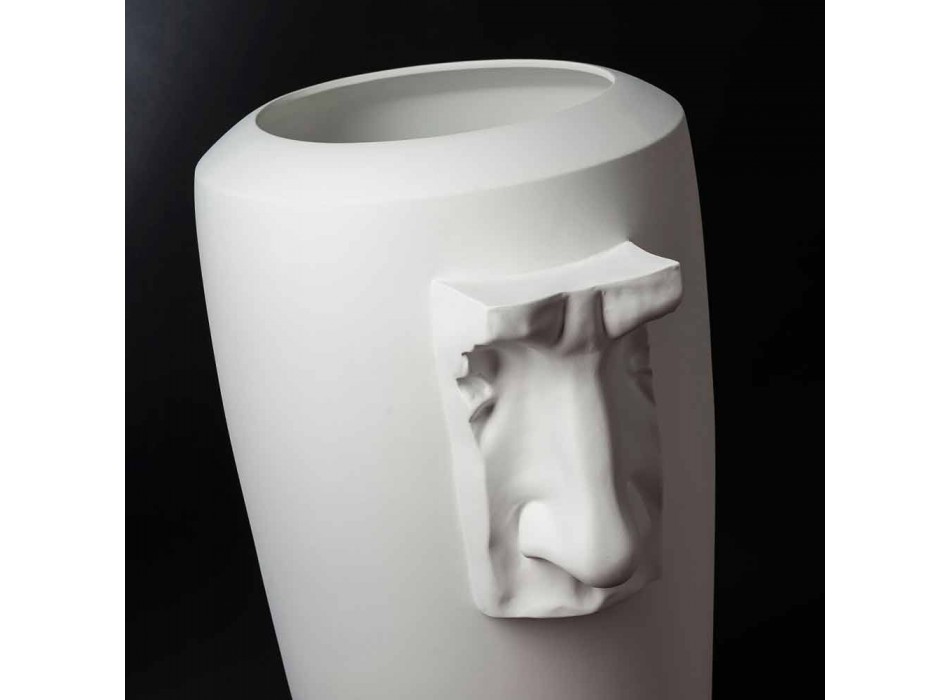 Wysoki wazon wewnętrzny z białej ceramiki ręcznie robiony we Włoszech - Capuano Viadurini