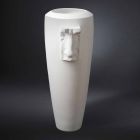 Wysoki wazon wewnętrzny z białej ceramiki ręcznie robiony we Włoszech - Capuano Viadurini