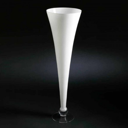 Wysoki wazon wewnętrzny z białego i przezroczystego szkła Made in Italy - Clodino Viadurini