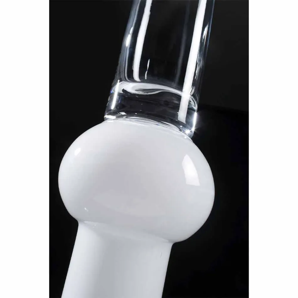 Wysoki wazon wewnętrzny z przezroczystego i białego szkła Made in Italy - Ludovico Viadurini